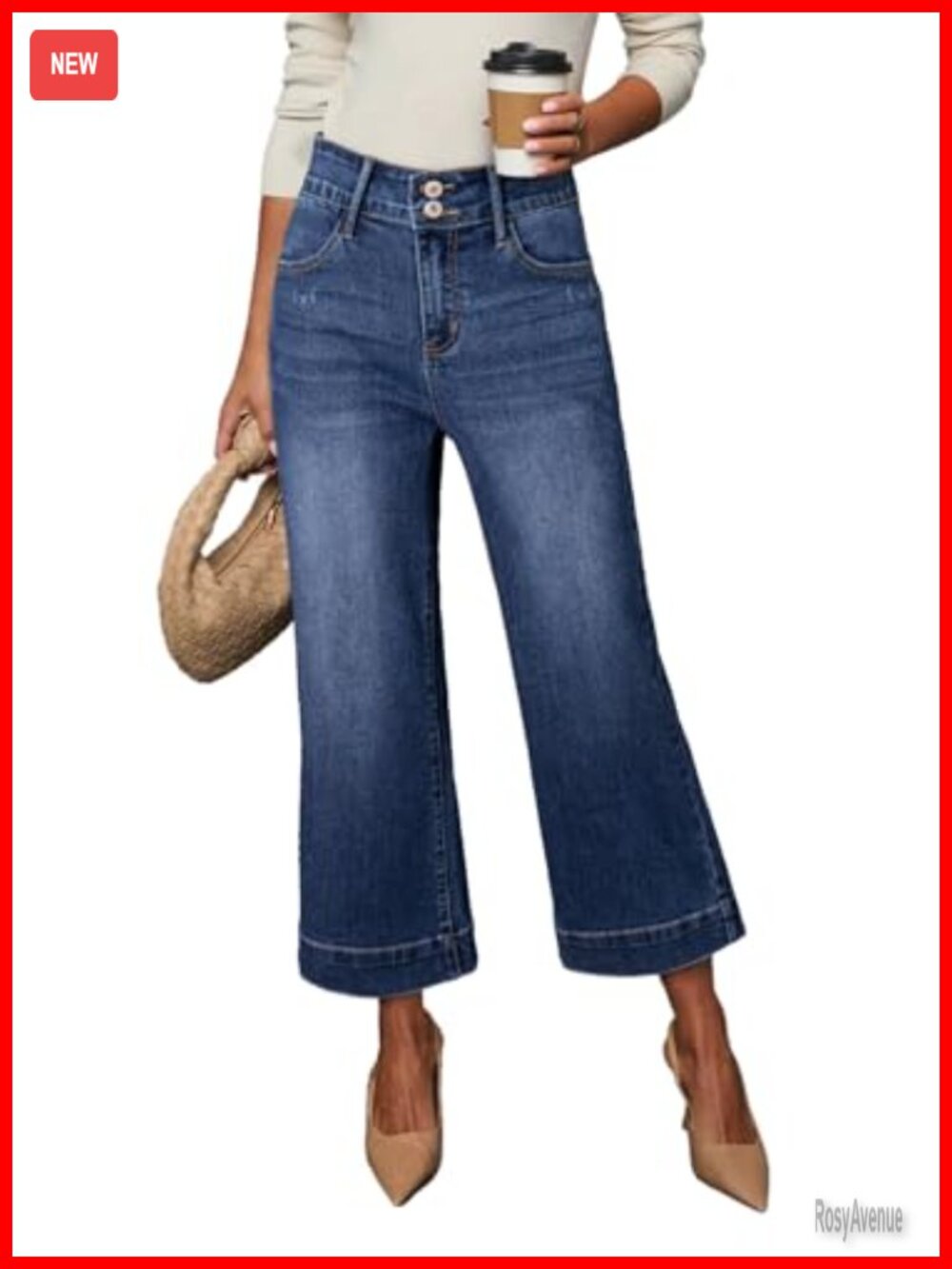 High Waisted Wide Leg Baggy Jeans Stretch Denim Pants